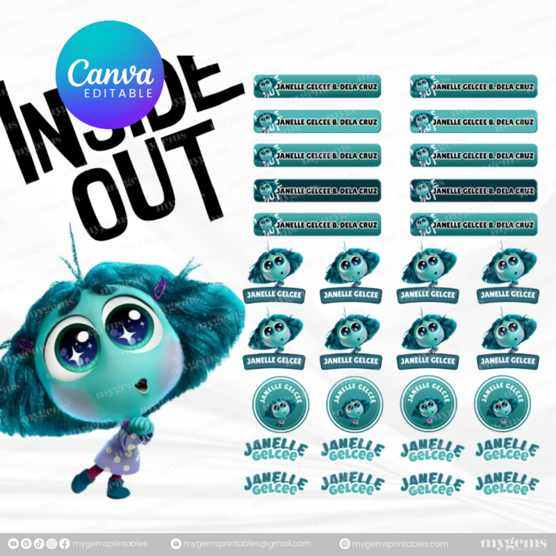60+ Designs | Name Sticker Template | Ready-To-Print | Canva Editable - Image 51