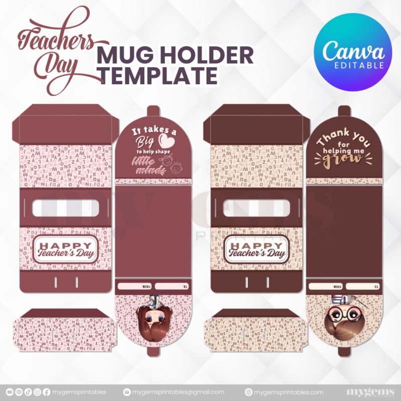 30 Designs | Teacher's Day Mug Holder Template  | Canva Editable - Image 20