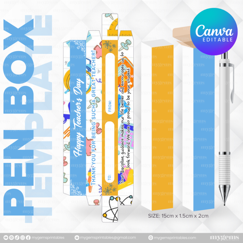 40 Designs | Teacher's Day Pen Box Template | Canva Editable - Image 25