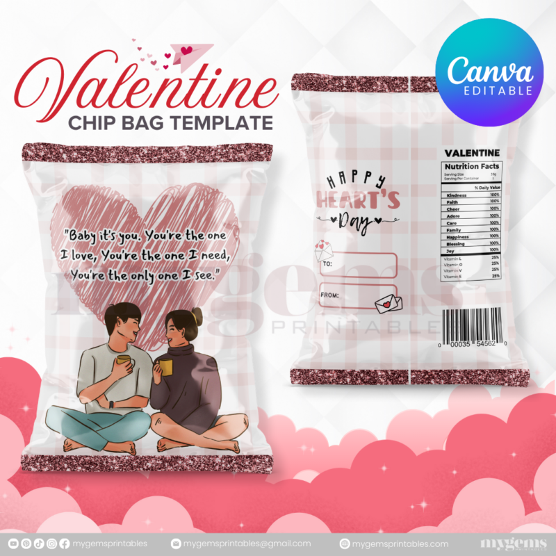 70+ Designs | Valentine Chip Bag Template | Canva PRO Editble - Image 66