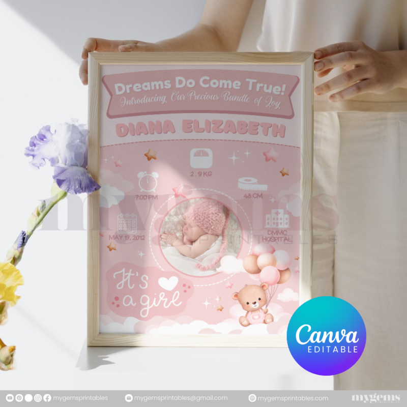 30+ Designs | Baby Birth Announcement Template | Canva PRO Editable - Image 19