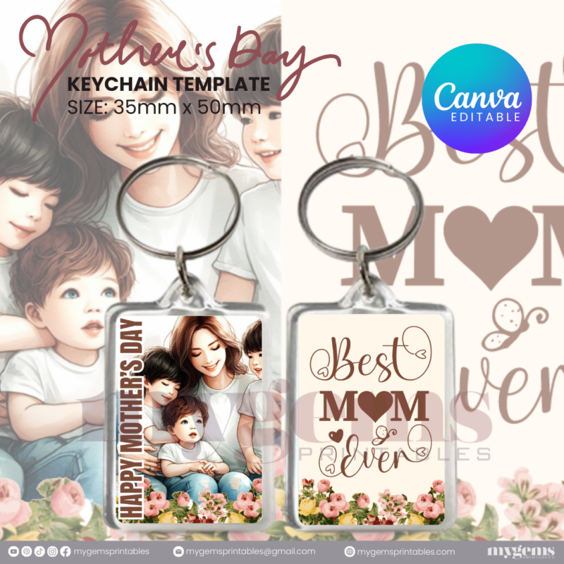 30+ Designs | Mother's Day Keychain Template | Canva Editable | Ready to Print - Image 6