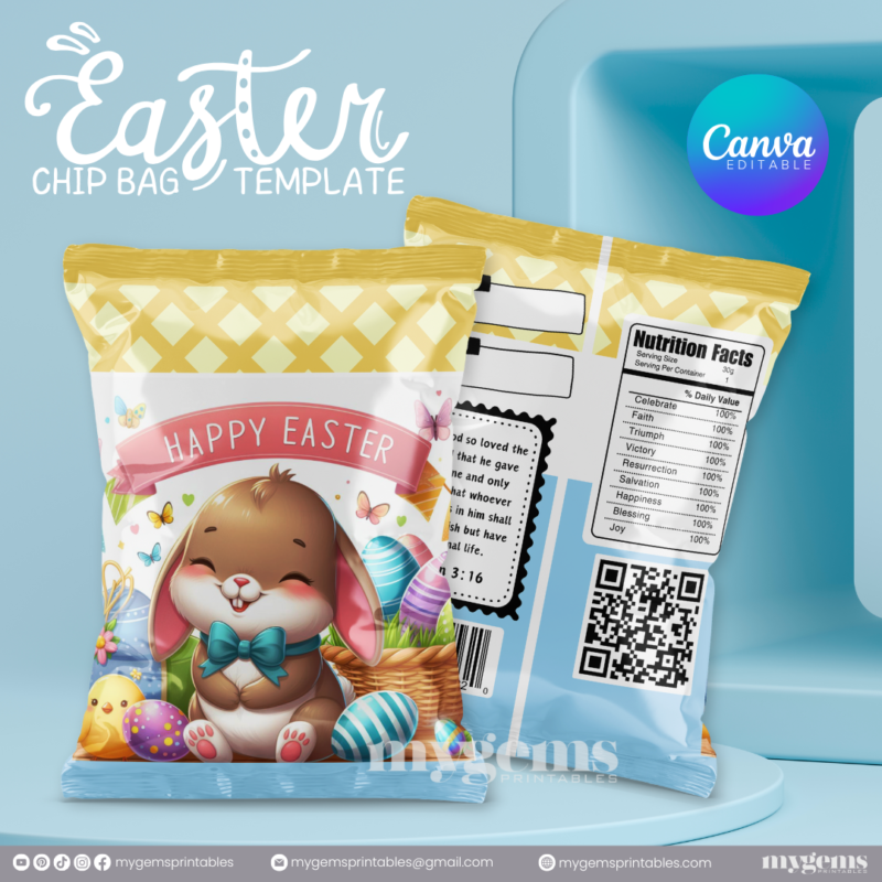 20 Designs | Easter Chip Bag Template | Canva PRO Editable | Ready to Print - Image 13