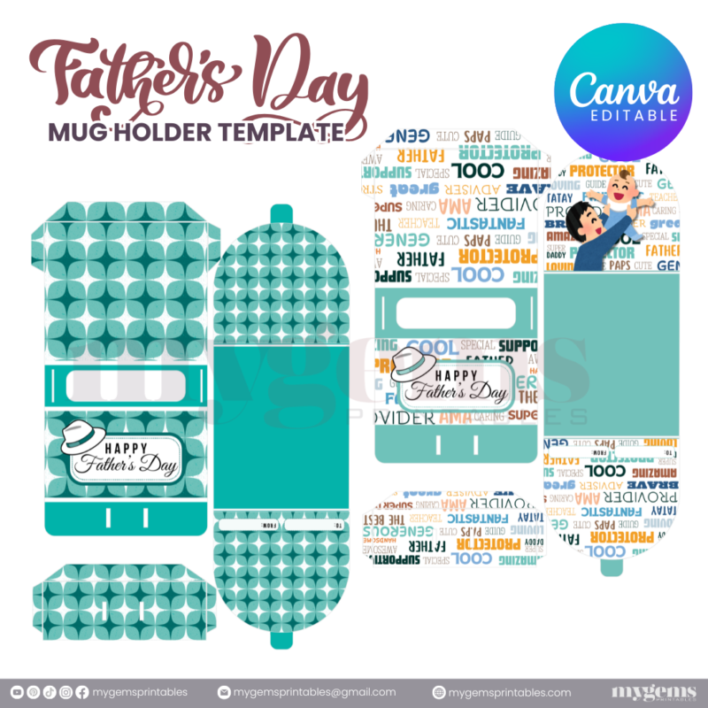 20 Designs | Father's Day Mug Holder Template | Canva Editable | Ready to Print - Image 7