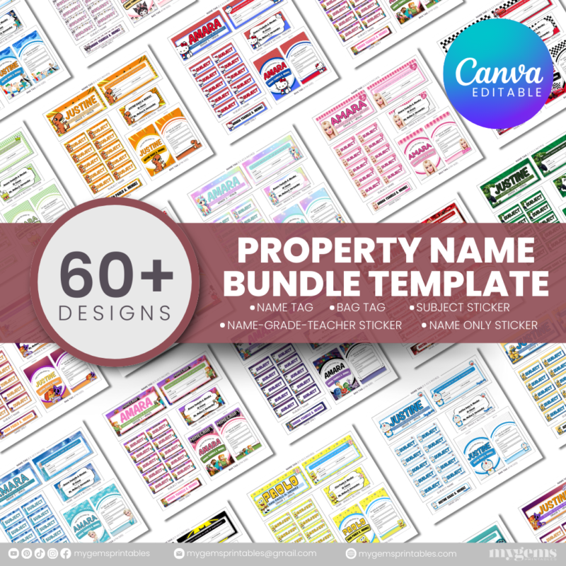 60+ Designs | Property Name Bundle Template | Canva Editable