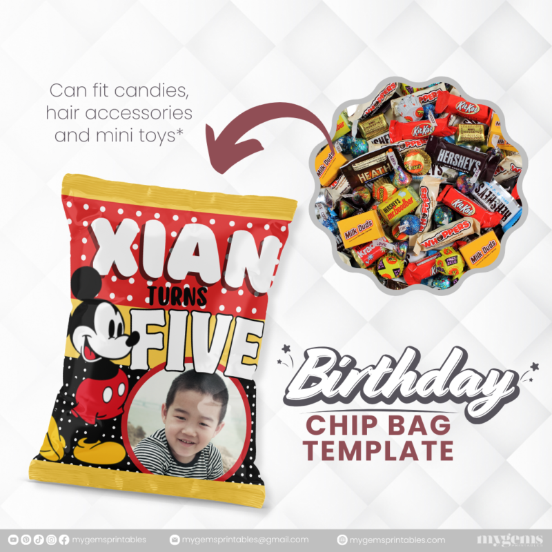 40 Designs | Cartoon-Anime-Chibi Themed Birthday Chip bag Template | Canva Editable - Image 2