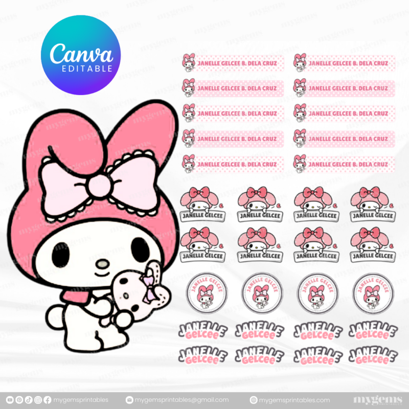 60+ Designs | Name Sticker Template | Ready-To-Print | Canva Editable - Image 64