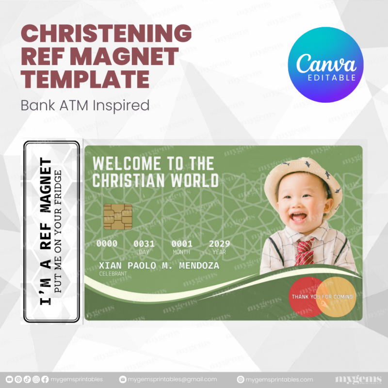 60+ Designs | Bank-Inspired Christening Ref Magnet Template | Canva Editable - Image 49