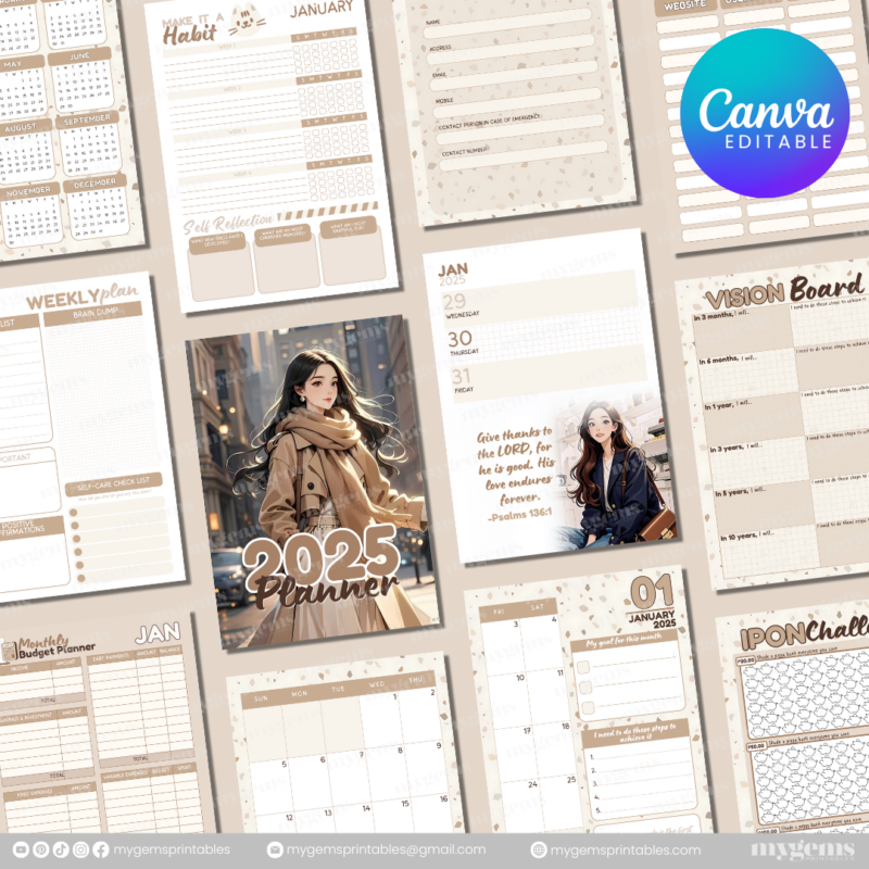 4 Designs | 2025 Planner Template (A5) | Canva Editable - Image 3