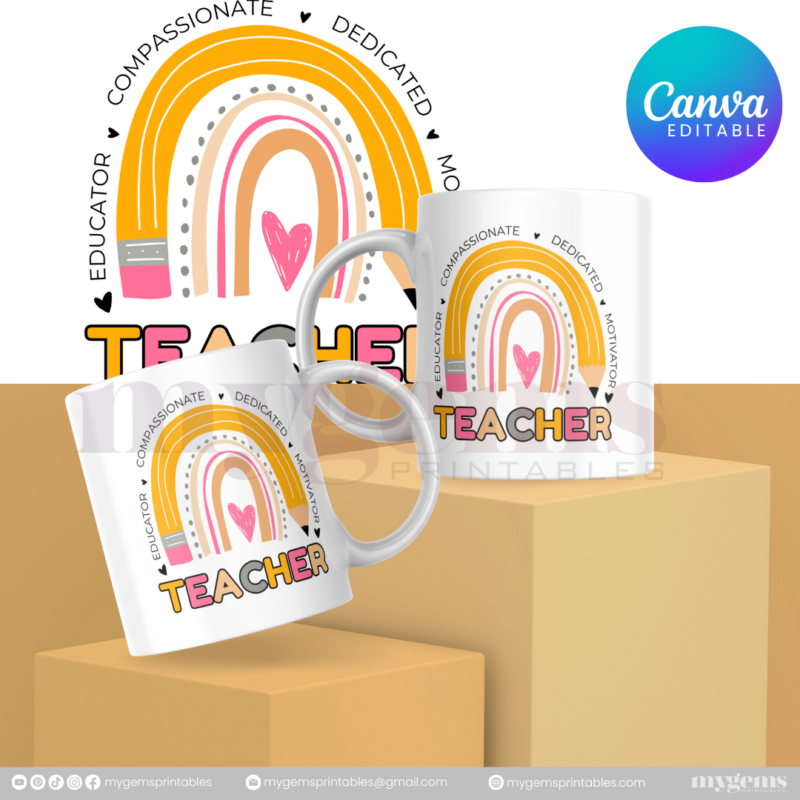 30 Designs | Teacher's Day Mug Design Template  | Canva Editable - Image 13