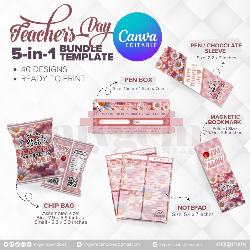 40 Designs | 5-in-1 Teacher's Day Bundle Template | Canva Editable - Image 36