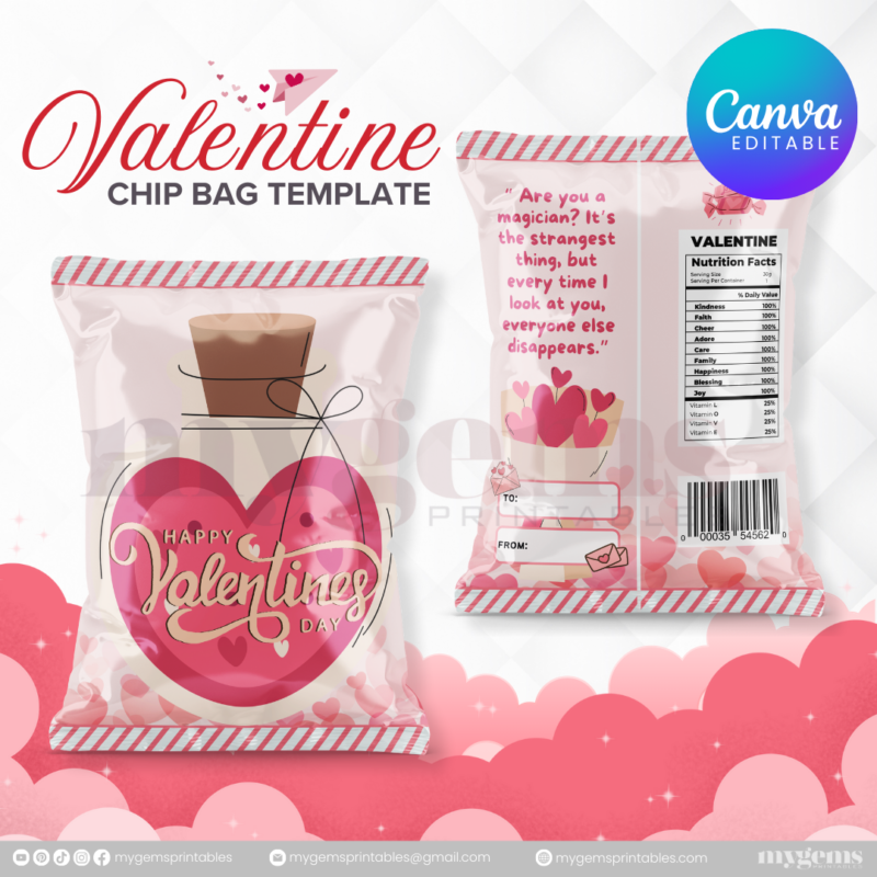 70+ Designs | Valentine Chip Bag Template | Canva PRO Editble - Image 67