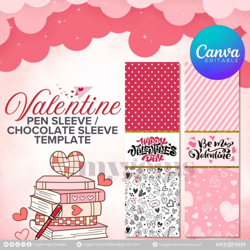 50+ Designs | Valentine Pen Sleeve - Chocolate Sleeve Template | Canva PRO Editble - Image 10