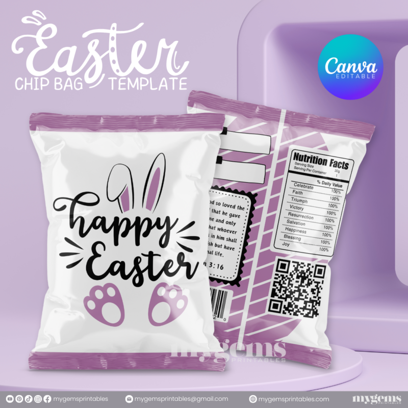 20 Designs | Easter Chip Bag Template | Canva PRO Editable | Ready to Print - Image 2