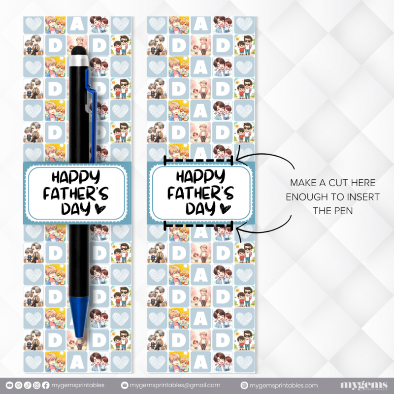 30+ Designs | Father's Day Pen Sleeve Template | Canva Editable | Ready to Print - Image 2