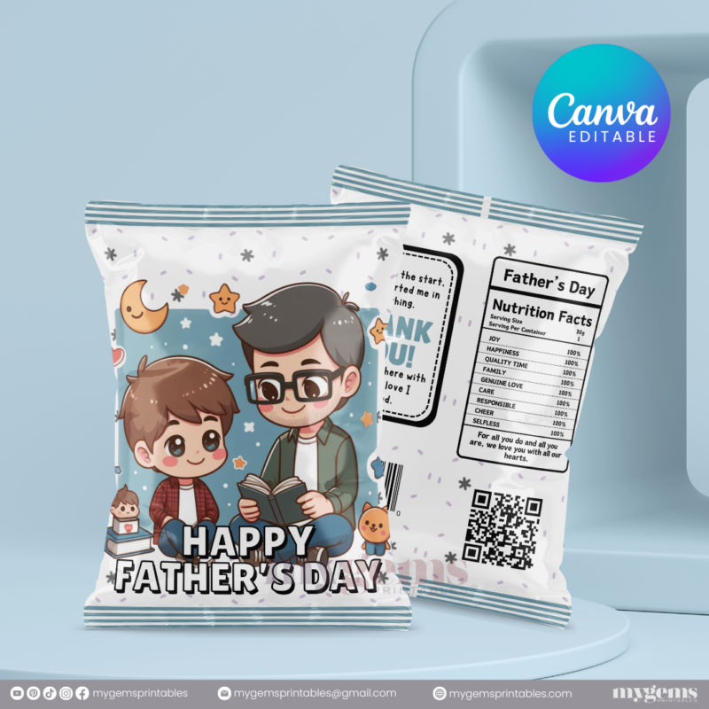 30+ Designs | Father's Day Chip Bag Template | Canva Editable | Ready to Print - Image 21