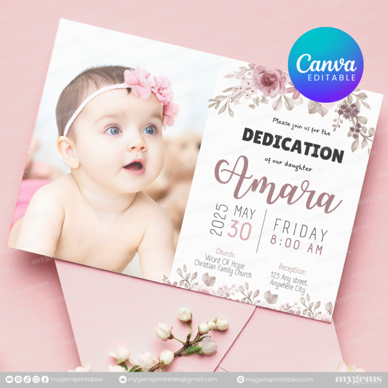 20+ Designs | Christening Invitation Template | Canva PRO Editable - Image 19