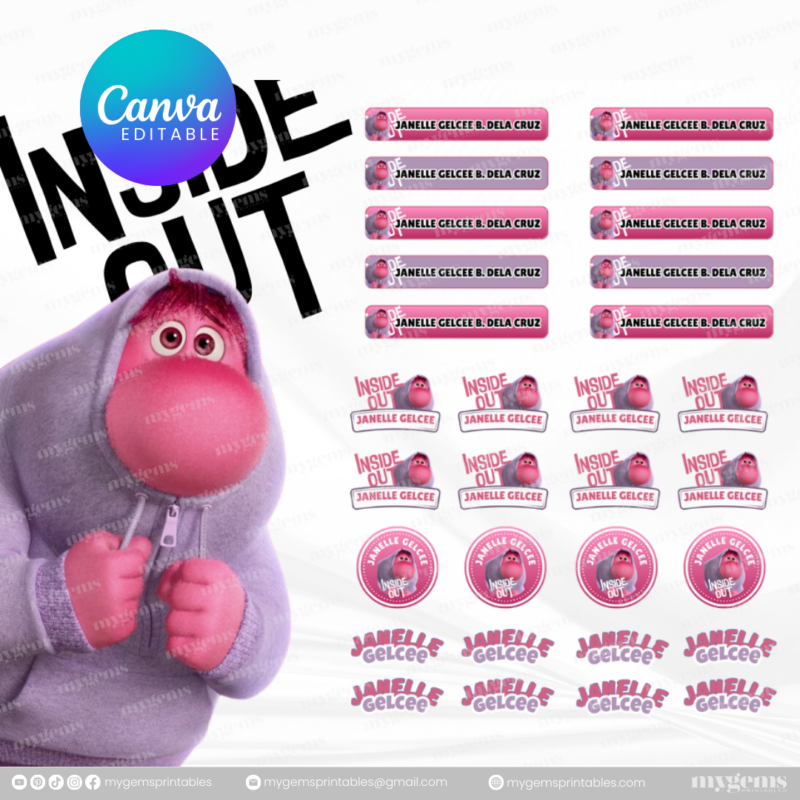 60+ Designs | Name Sticker Template | Ready-To-Print | Canva Editable - Image 52