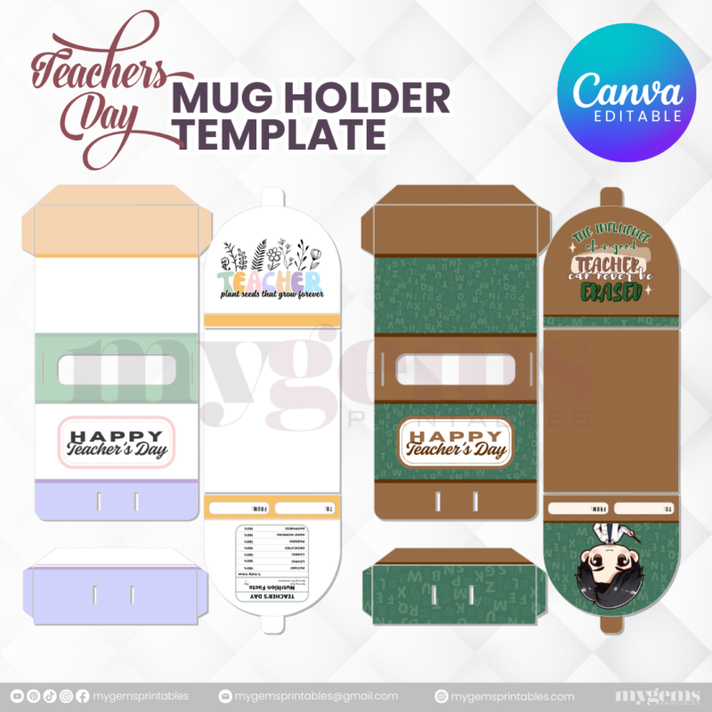 30 Designs | Teacher's Day Mug Holder Template  | Canva Editable - Image 9