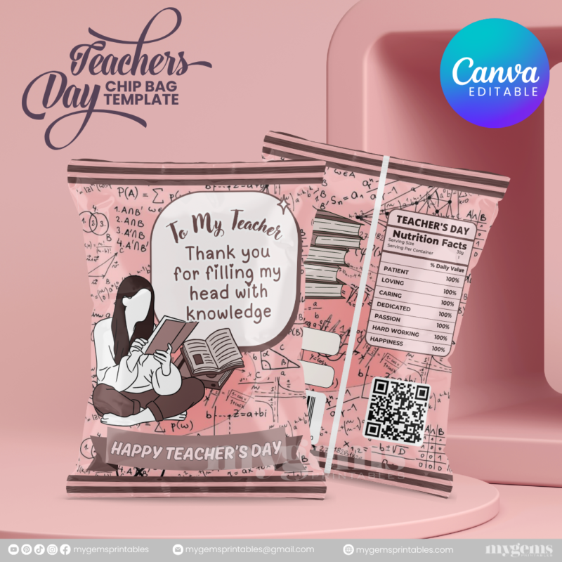 40 Designs | Teacher's Day Chip Bag Template | Canva Editable - Image 20