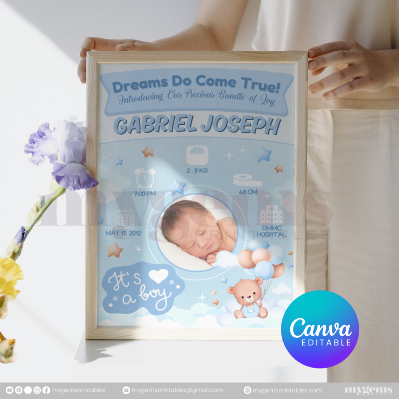 30+ Designs | Baby Birth Announcement Template | Canva PRO Editable - Image 20