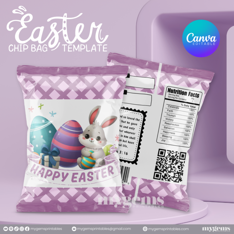 20 Designs | Easter Chip Bag Template | Canva PRO Editable | Ready to Print - Image 14