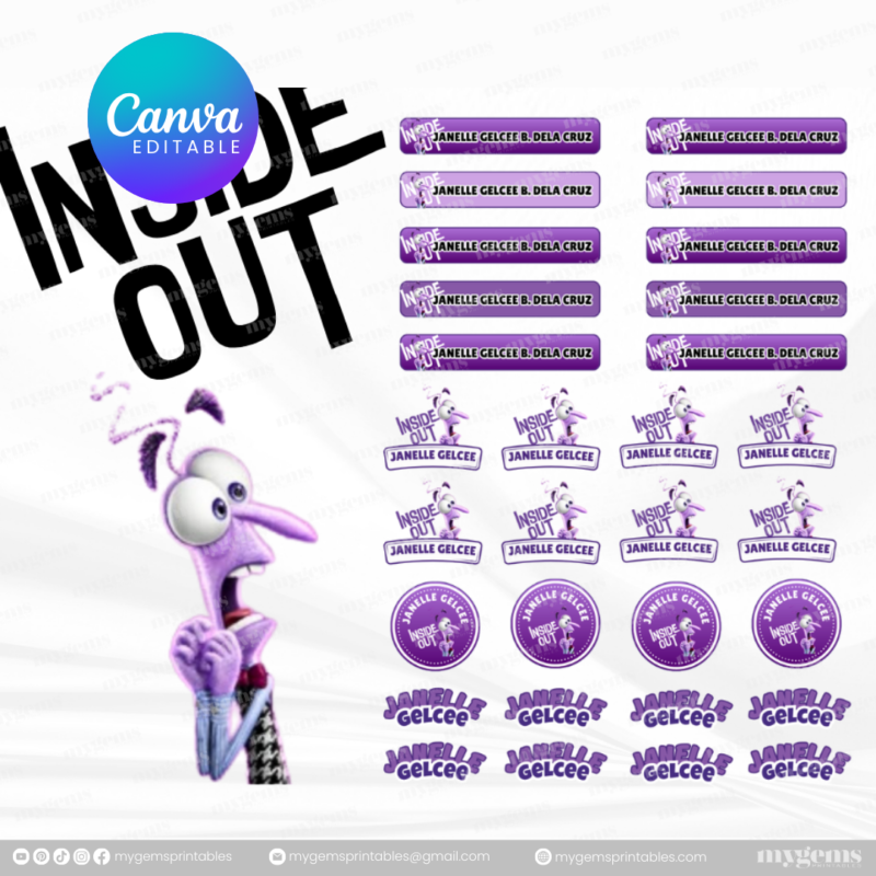 60+ Designs | Name Sticker Template | Ready-To-Print | Canva Editable - Image 53