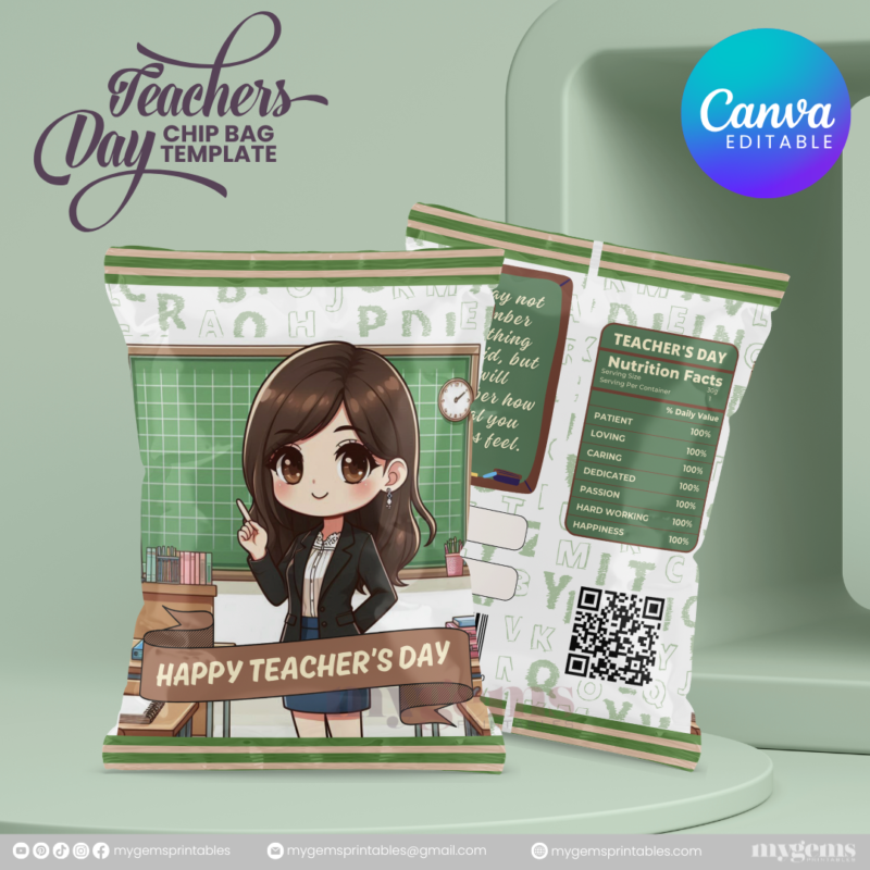 40 Designs | Teacher's Day Chip Bag Template | Canva Editable - Image 21