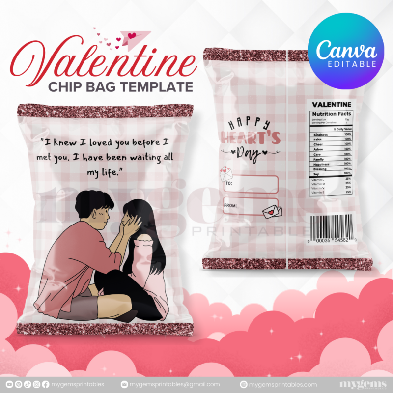 70+ Designs | Valentine Chip Bag Template | Canva PRO Editble - Image 45