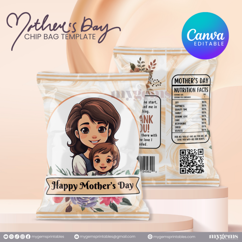 20 Designs | Mother's Day Chip Bag Template | Canva PRO Editable | Ready to Print - Image 21