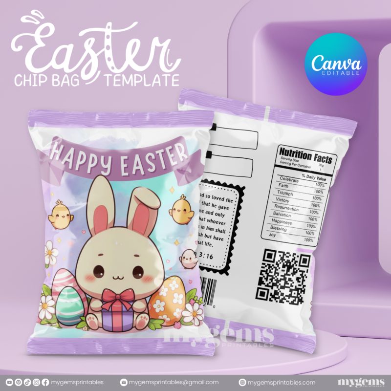 20 Designs | Easter Chip Bag Template | Canva PRO Editable | Ready to Print - Image 15