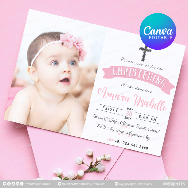 20+ Designs | Christening Invitation Template | Canva PRO Editable - Image 21
