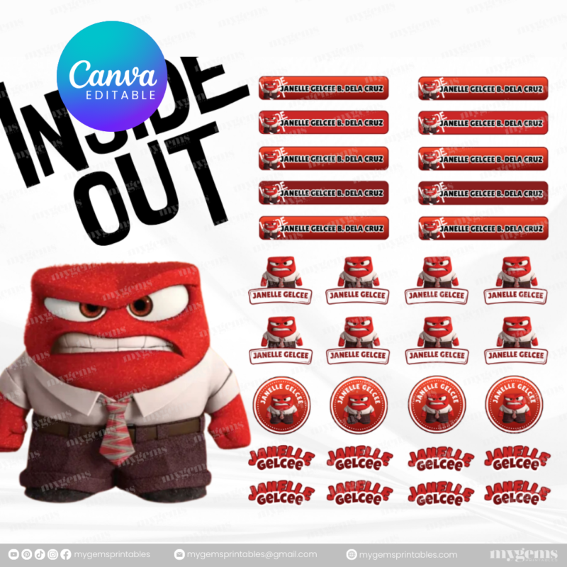 60+ Designs | Name Sticker Template | Ready-To-Print | Canva Editable - Image 54