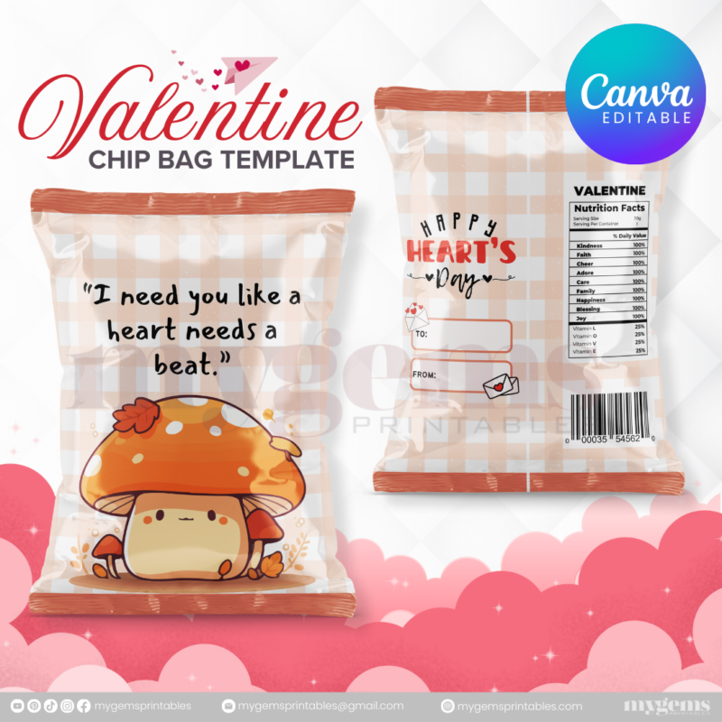 70+ Designs | Valentine Chip Bag Template | Canva PRO Editble - Image 46