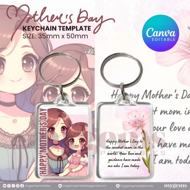 30+ Designs | Mother's Day Keychain Template | Canva Editable | Ready to Print - Image 9