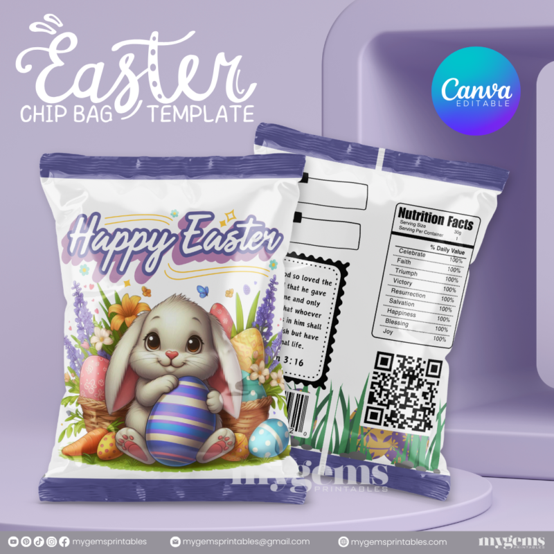 20 Designs | Easter Chip Bag Template | Canva PRO Editable | Ready to Print - Image 16