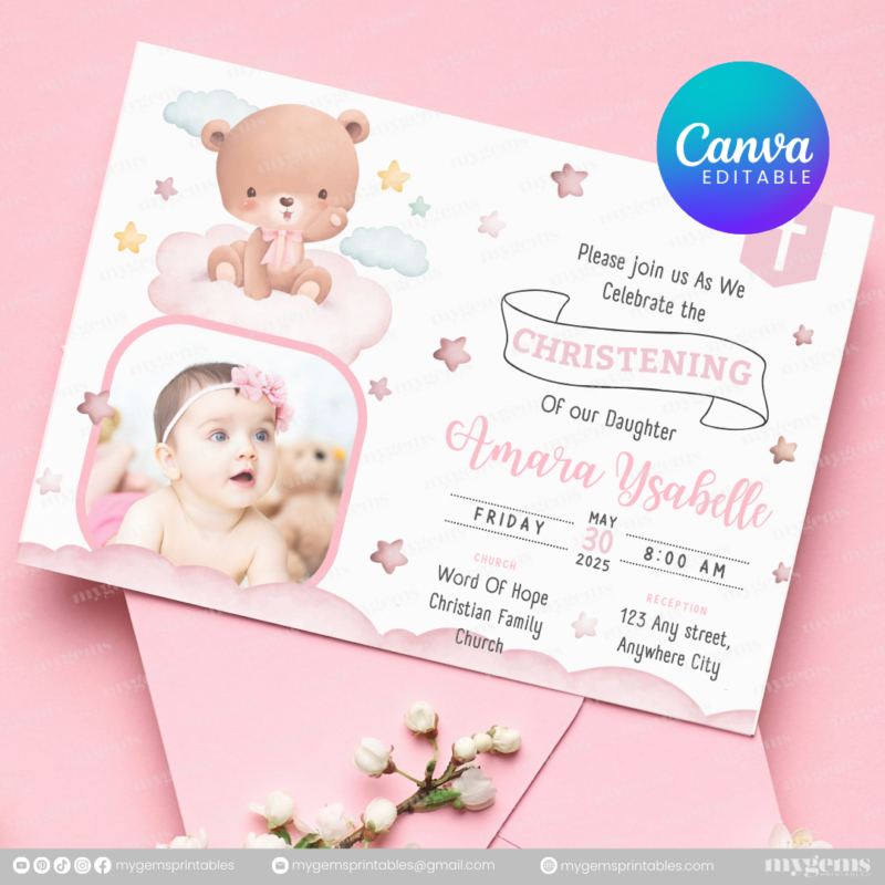 20+ Designs | Christening Invitation Template | Canva PRO Editable - Image 22