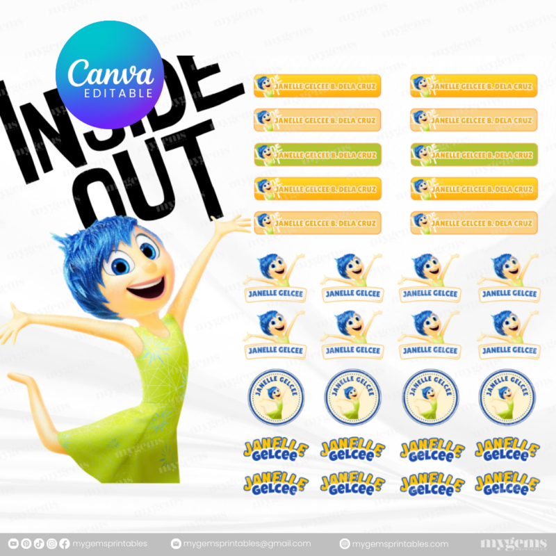 60+ Designs | Name Sticker Template | Ready-To-Print | Canva Editable - Image 55