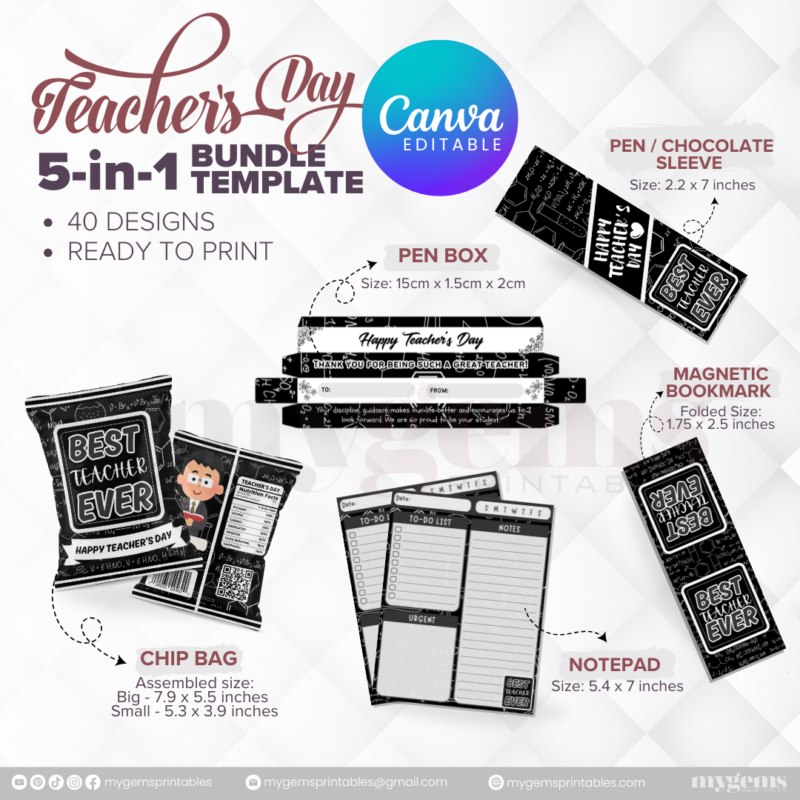 40 Designs | 5-in-1 Teacher's Day Bundle Template | Canva Editable - Image 20