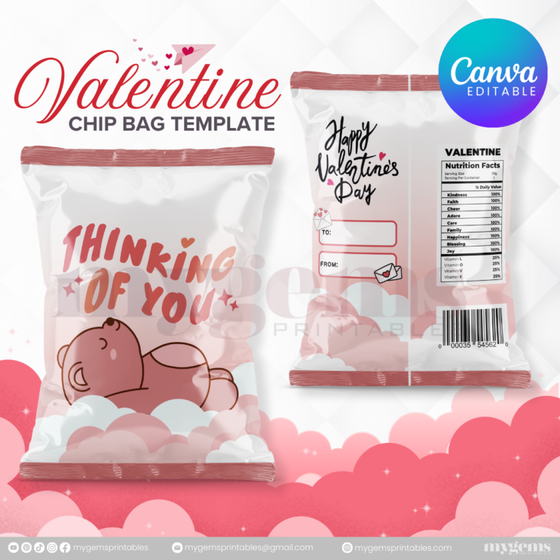 70+ Designs | Valentine Chip Bag Template | Canva PRO Editble - Image 47