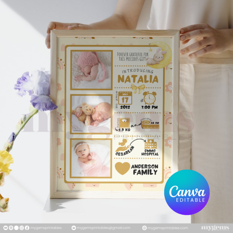 30+ Designs | Baby Birth Announcement Template | Canva PRO Editable - Image 33