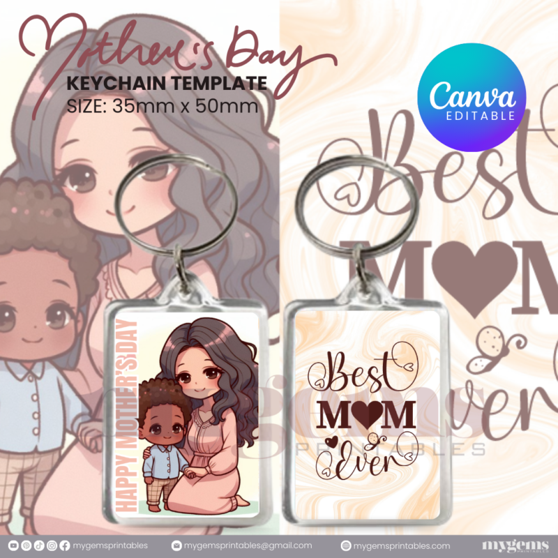 30+ Designs | Mother's Day Keychain Template | Canva Editable | Ready to Print - Image 10