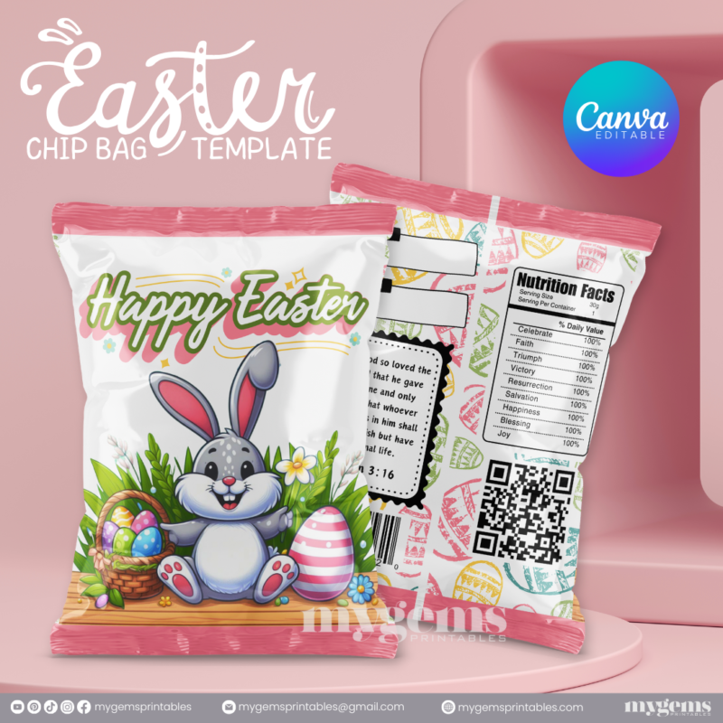 20 Designs | Easter Chip Bag Template | Canva PRO Editable | Ready to Print - Image 17