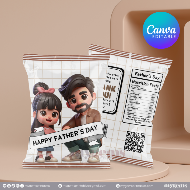 30+ Designs | Father's Day Chip Bag Template | Canva Editable | Ready to Print - Image 10