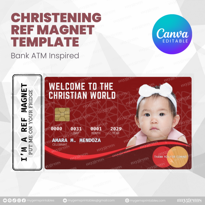 60+ Designs | Bank-Inspired Christening Ref Magnet Template | Canva Editable - Image 28