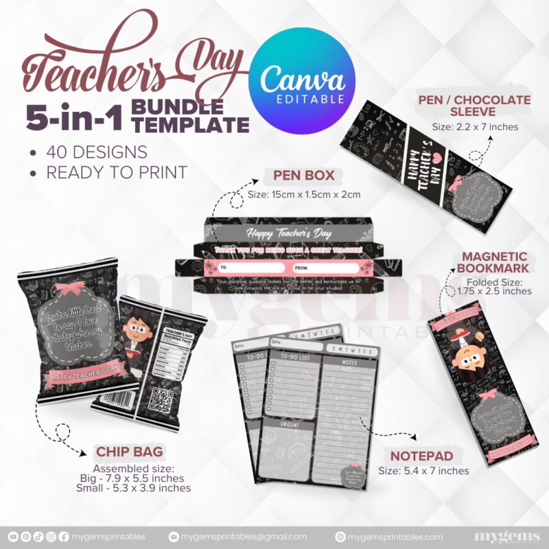 40 Designs | 5-in-1 Teacher's Day Bundle Template | Canva Editable - Image 21