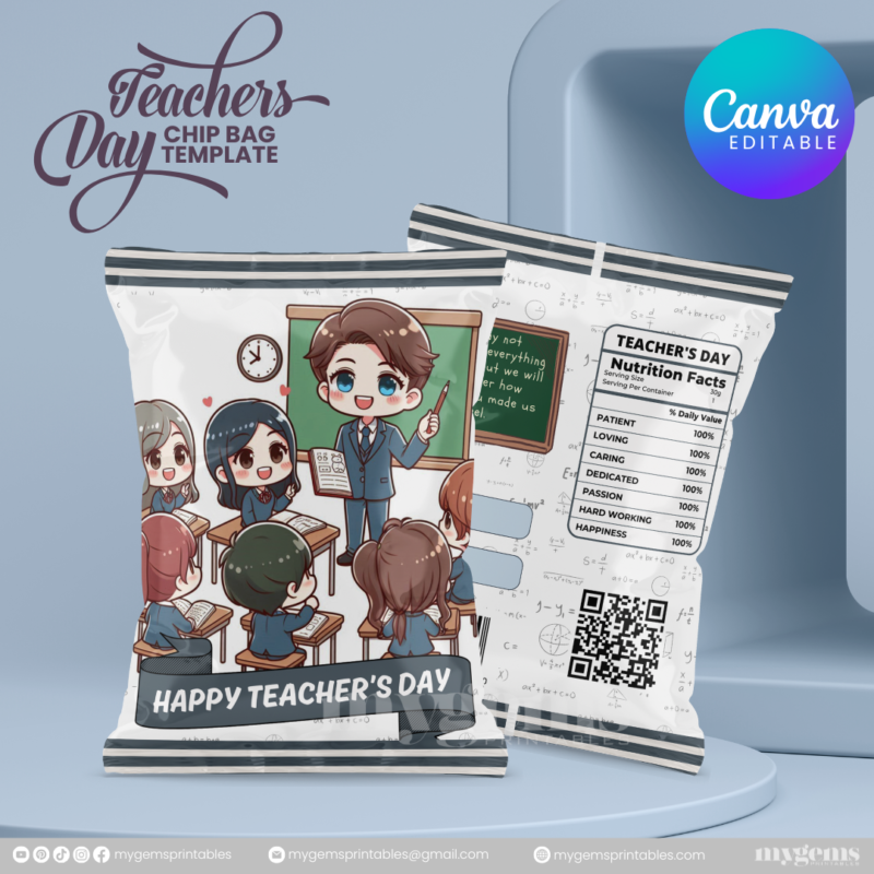 40 Designs | Teacher's Day Chip Bag Template | Canva Editable - Image 24