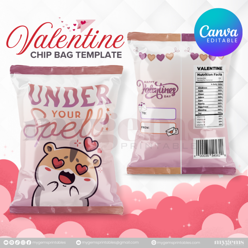 70+ Designs | Valentine Chip Bag Template | Canva PRO Editble - Image 48