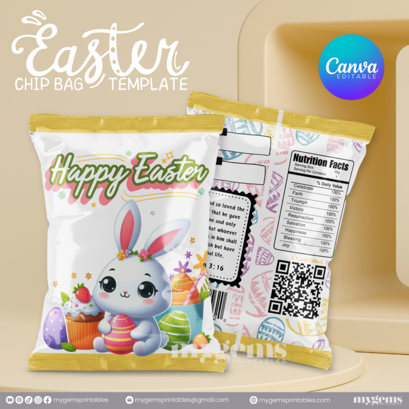 20 Designs | Easter Chip Bag Template | Canva PRO Editable | Ready to Print - Image 6