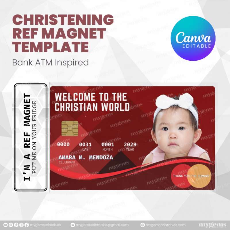60+ Designs | Bank-Inspired Christening Ref Magnet Template | Canva Editable - Image 29